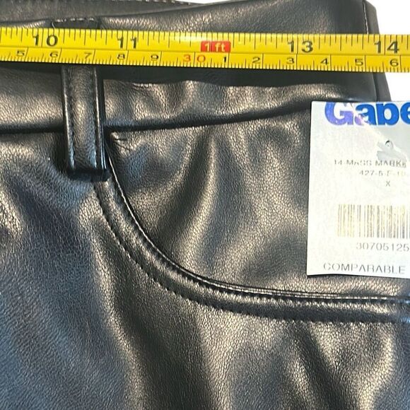*NEW* Black Zip Fly Faux Leather Flat Front Wide Straight Leg Pants Ladies Small - Picture 7 of 11